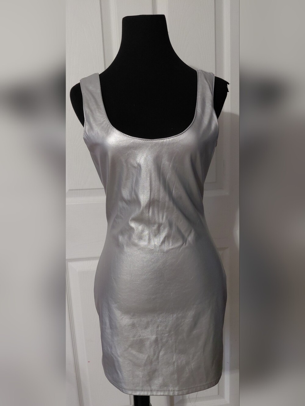 CBR Silver Metallic Scoop Neck Slip Dress